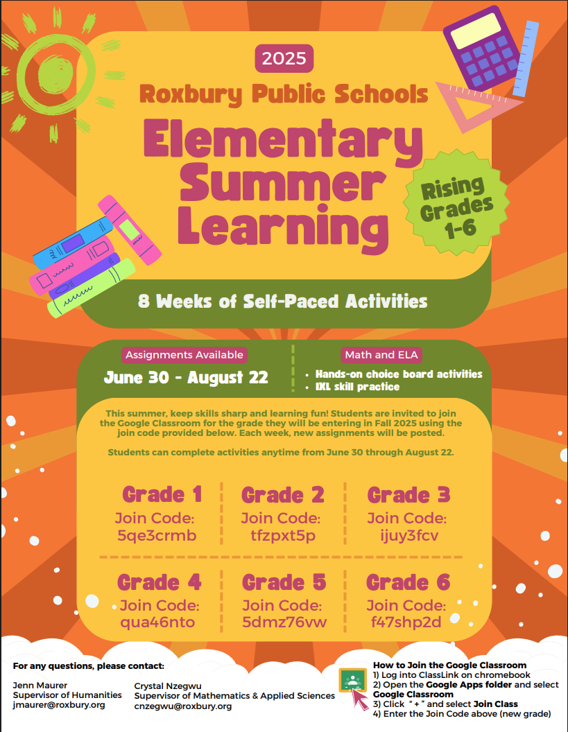 Roxbury Elementary Summer Learning 2025